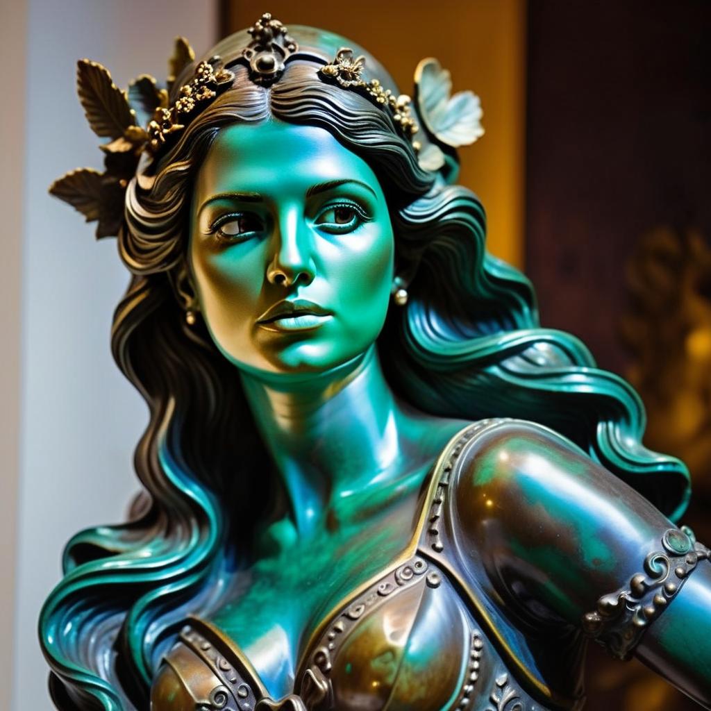 Bronze Statue of Woman with Floral Crown