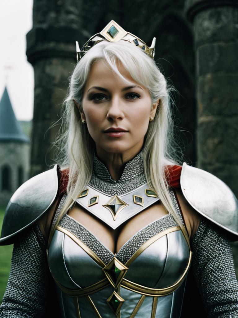 Woman in Helen Mirren Excalibur Costume Editorial Portrait
