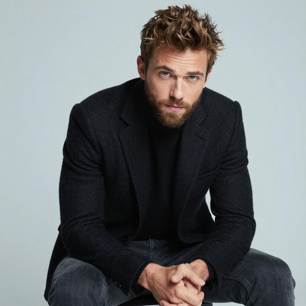 Stylish Gen Z Man in Black Blazer and Grey Jeans Portrait