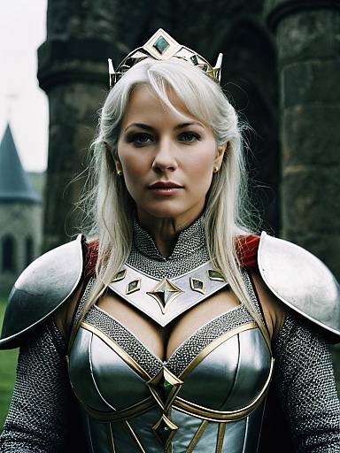 Woman in Helen Mirren Excalibur Costume Editorial Portrait