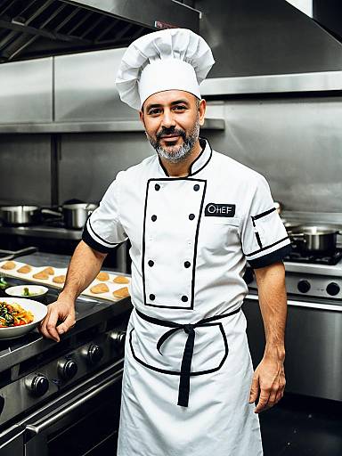 Man in Chef Costume Full Body Cosplay Photo with Apron and Hat