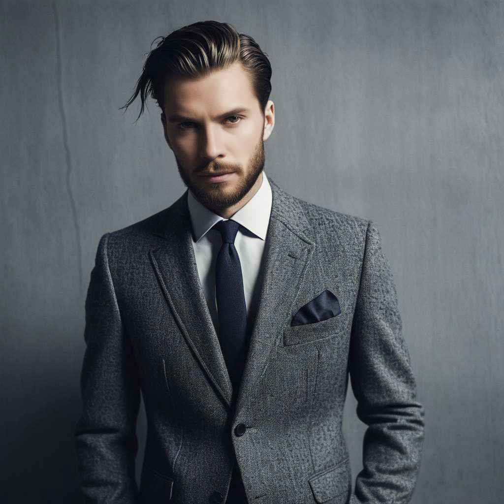 Confident Man in Elegant Gray Suit