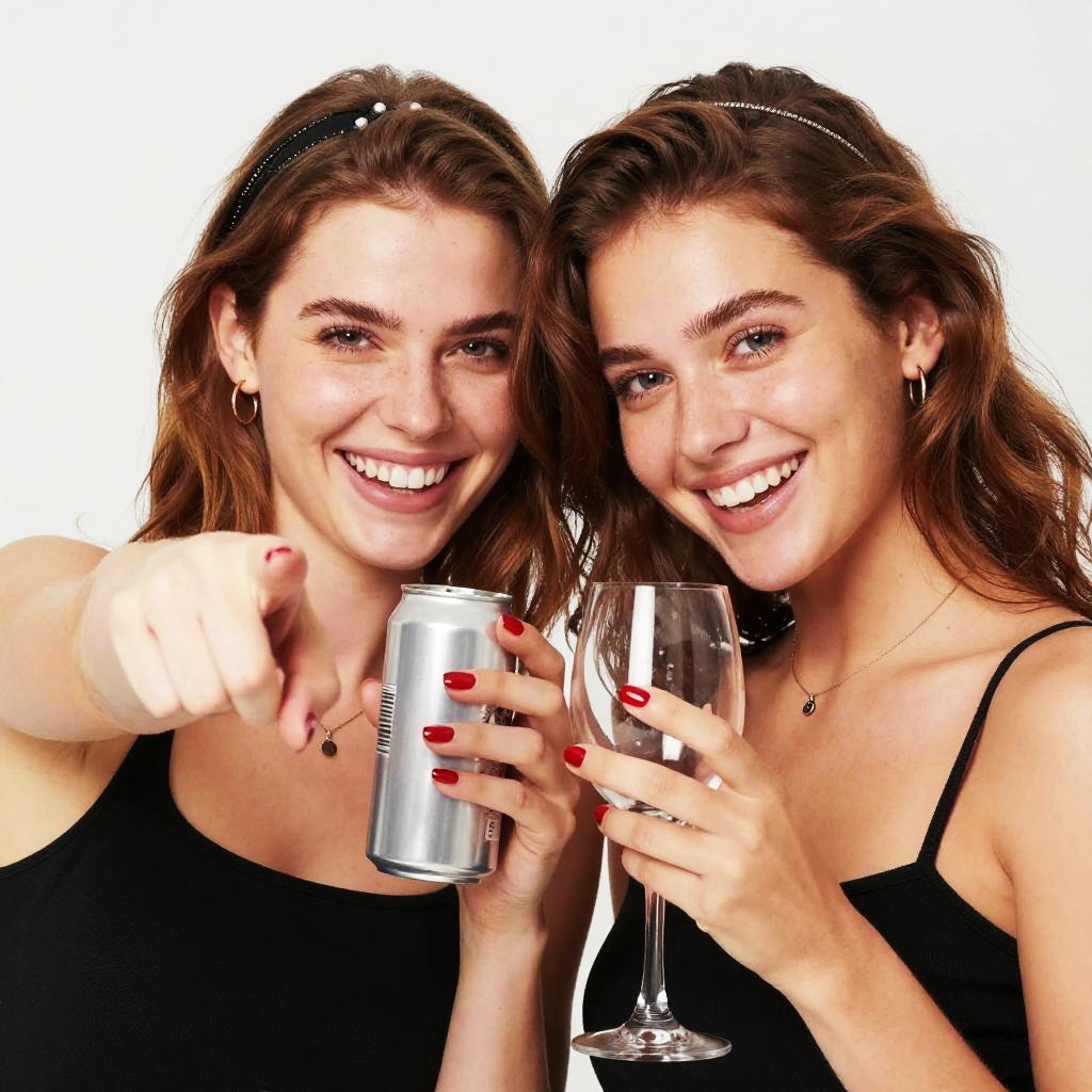 Happy Young Women Enjoying Drinks Together - Gen Z Lifestyle Portrait