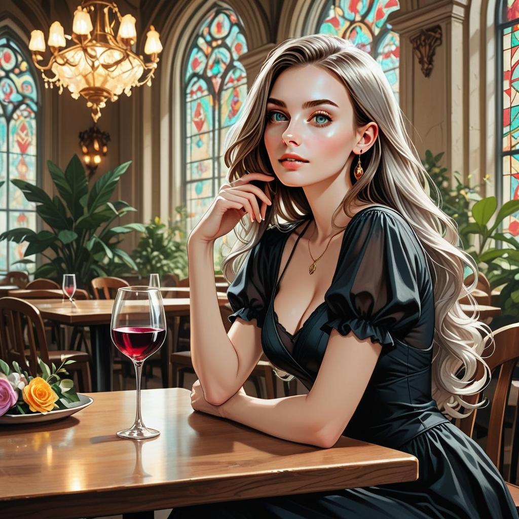 Elegant Woman with Blonde Hair in Vintage Room Elegant Woman with Blonde Hair in Vintage Room