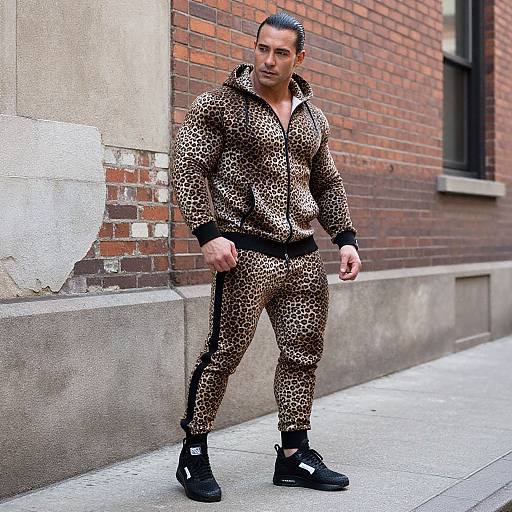 Man in Leopard Print Tracksuit Streetwear Fashion Urban Style