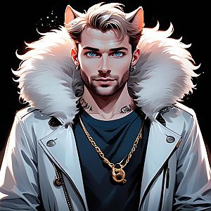 Man with Blue Eyes in Stylish White Jacket