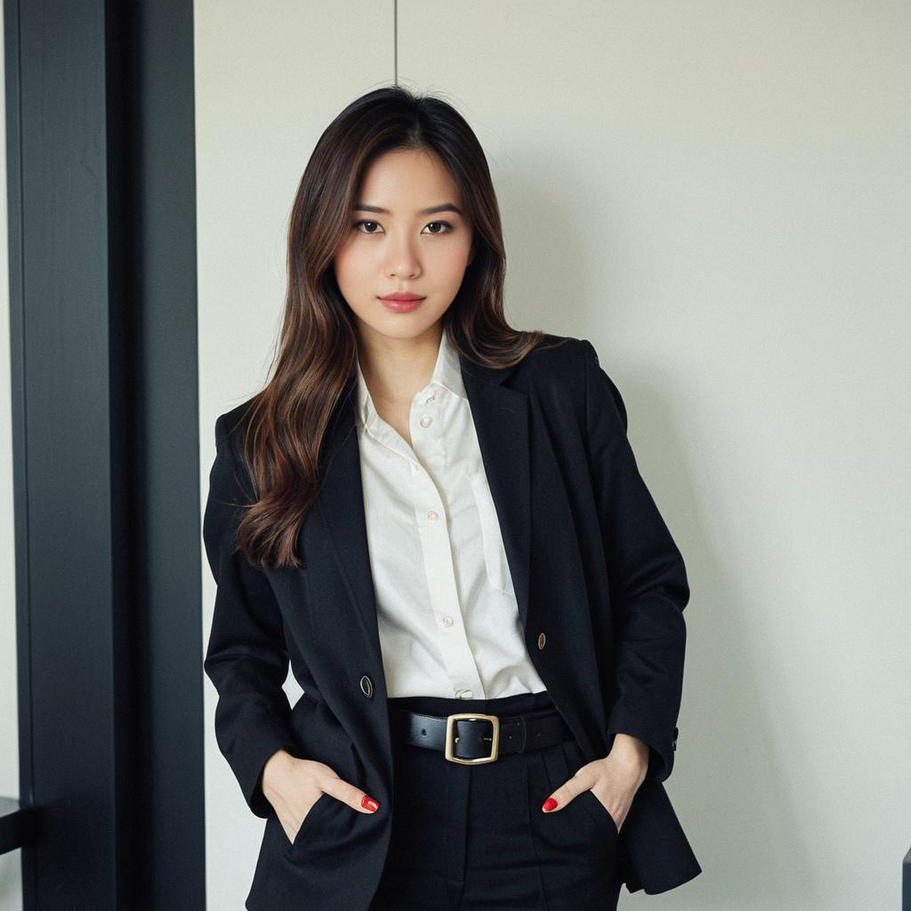 Confident Woman in Stylish Office Outfit