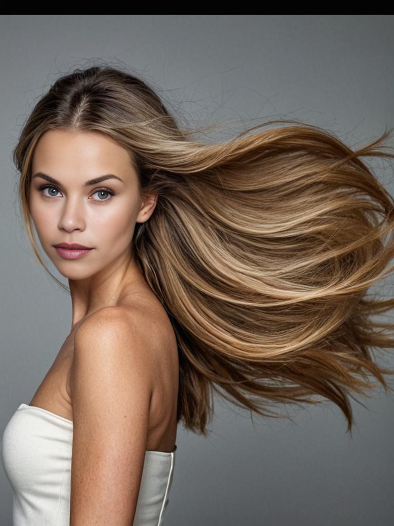 Woman in Strapless Top with Long Hair