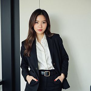 Confident Woman in Stylish Office Outfit