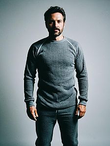 Man in Thermal Under Clothes Costume Photorealistic Editorial Portrait