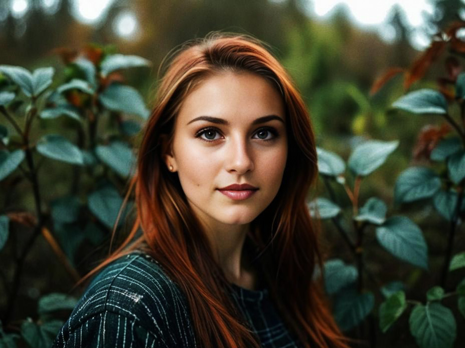 Woman with Red Hair in Nature