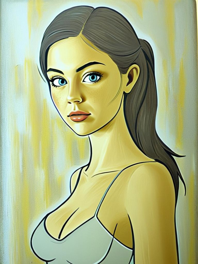 Young Woman with Blue Eyes and Freckles