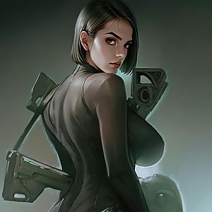 Confident Woman with Futuristic Firearm