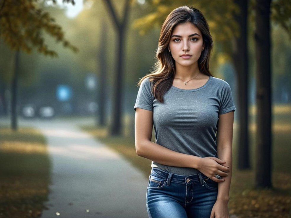 Young Woman in Autumn Park