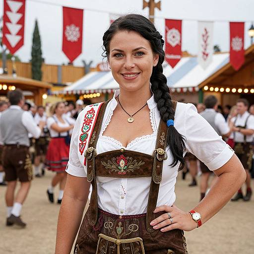Traditional Bavarian Woman in Dirndl at Folk Festival