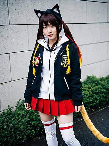 Asakura Karen Cosplay from Heaven Burns Red with Cat Ears and Tail