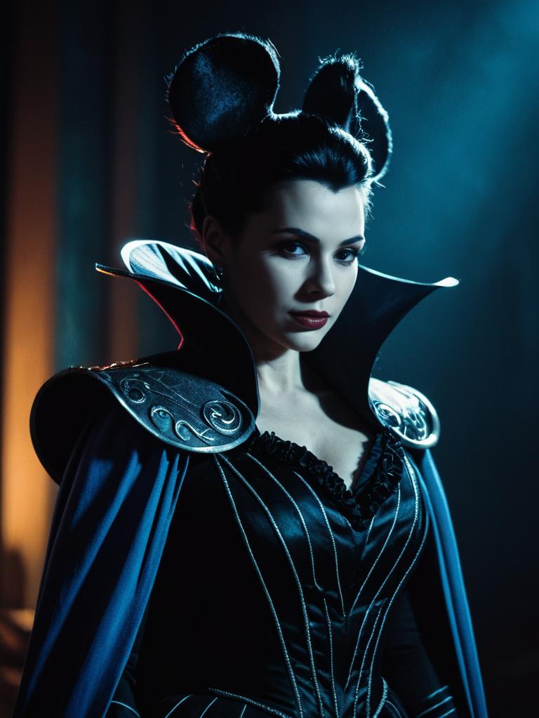 Cinematic Portrait of Woman in Disney Villain Costume with Moody Lighting
