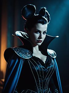 Cinematic Portrait of Woman in Disney Villain Costume with Moody Lighting