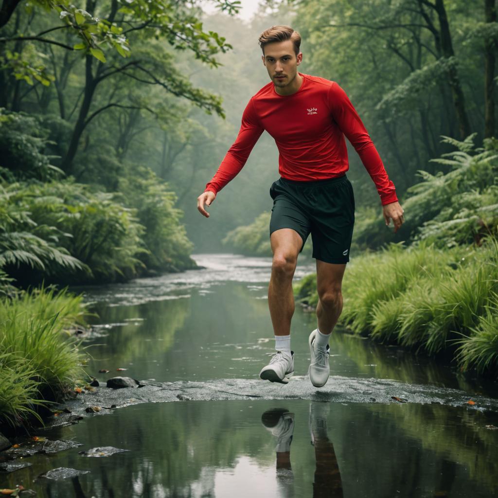 Man Jogging in Serene Forest