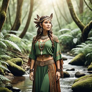 Woman in Tribal Attire by Serene Stream