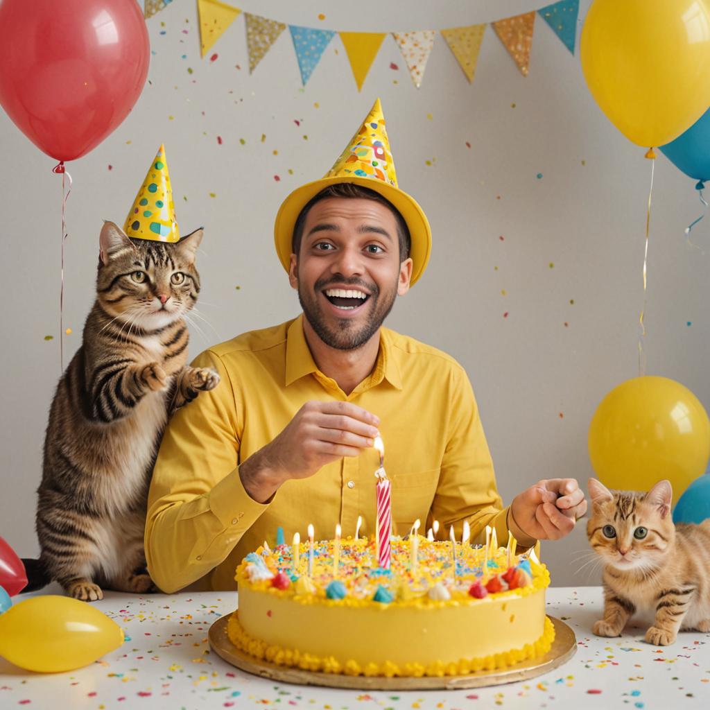 Man Celebrates Birthday with Cats