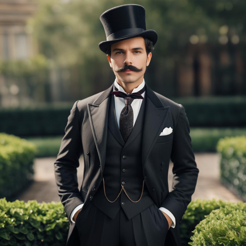 Stylish Man in Formal Attire with Top Hat