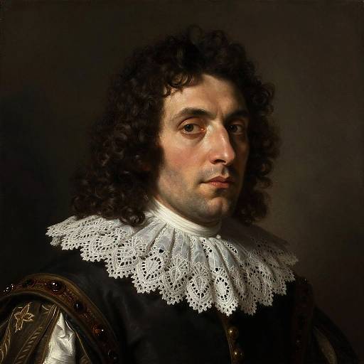 17th Century Baroque Portrait of Man with Lace Ruff Collar