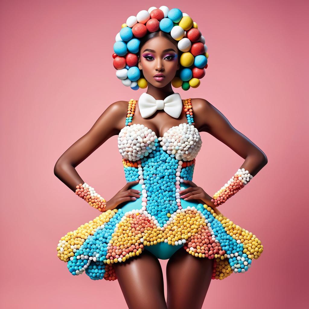 Whimsical Candy-Themed Fashion Model