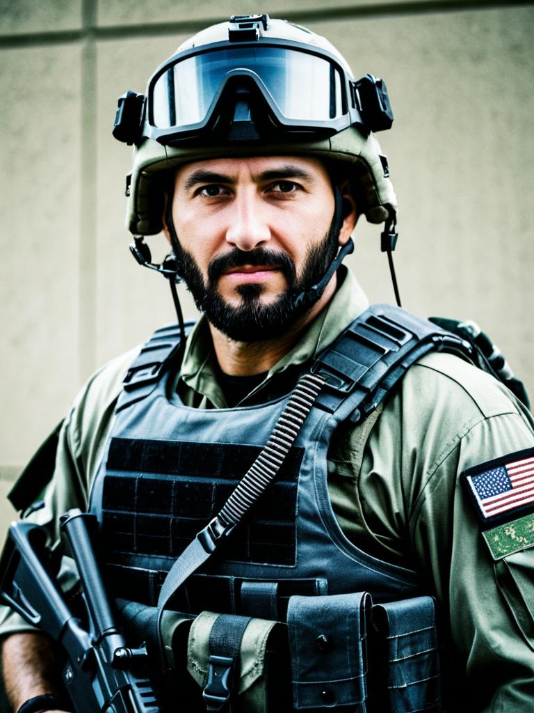 Man in Seal Team Six Raid Costume Cosplay Portrait