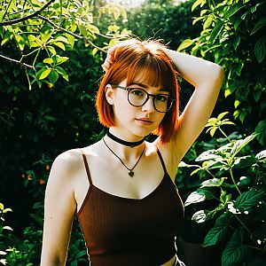 Young Woman with Red Hair Outdoors