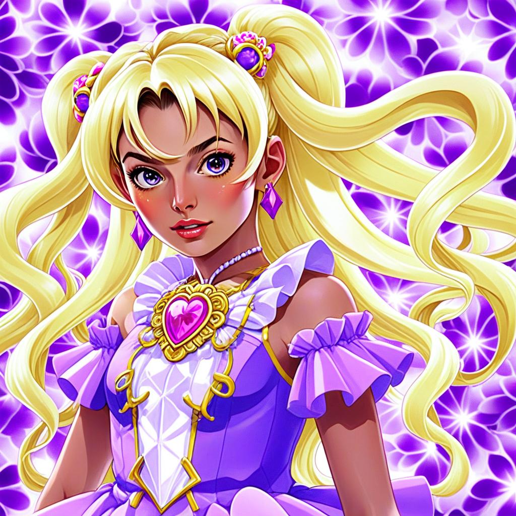 Amamiya Elena Anime Character Portrait in Purple Dress