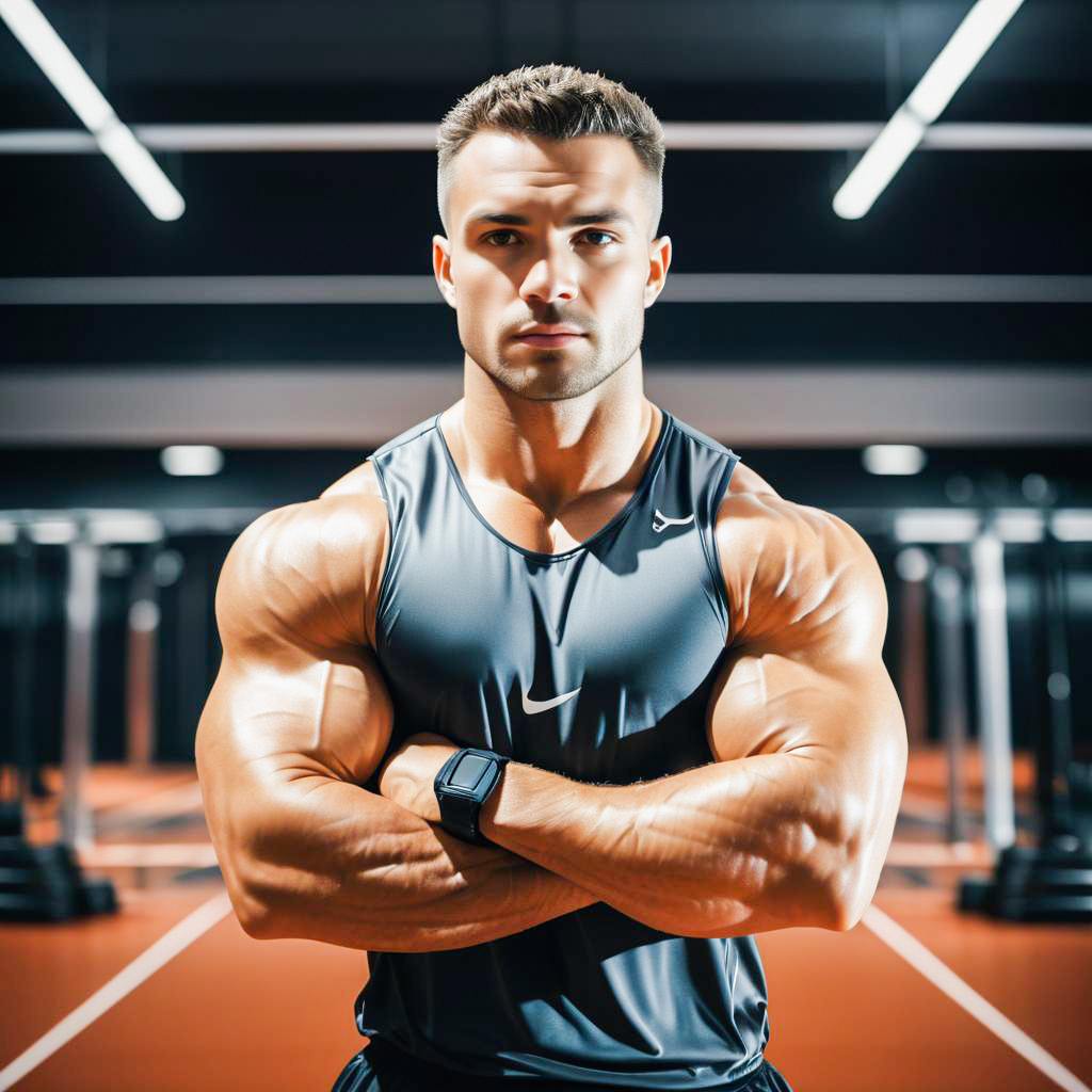 Confident Young Man in Gym