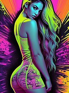 Vibrant Pop Art Woman in Neon Colors