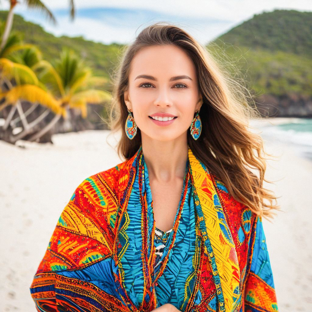 Cheerful Woman on Tropical Beach Cheerful Woman on Tropical Beach