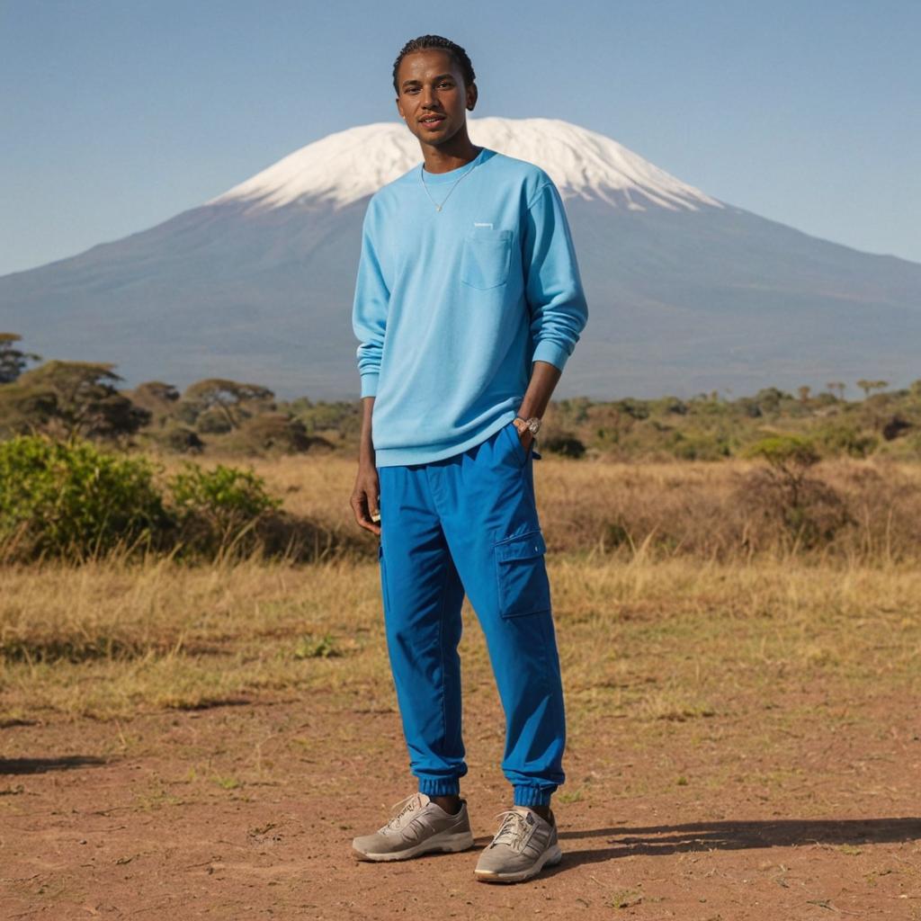 Man in Athletic Wear with Mount Kilimanjaro