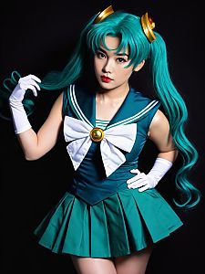 Sexy Cosplay Woman as Michiru Kaiou Sailor Neptune Character