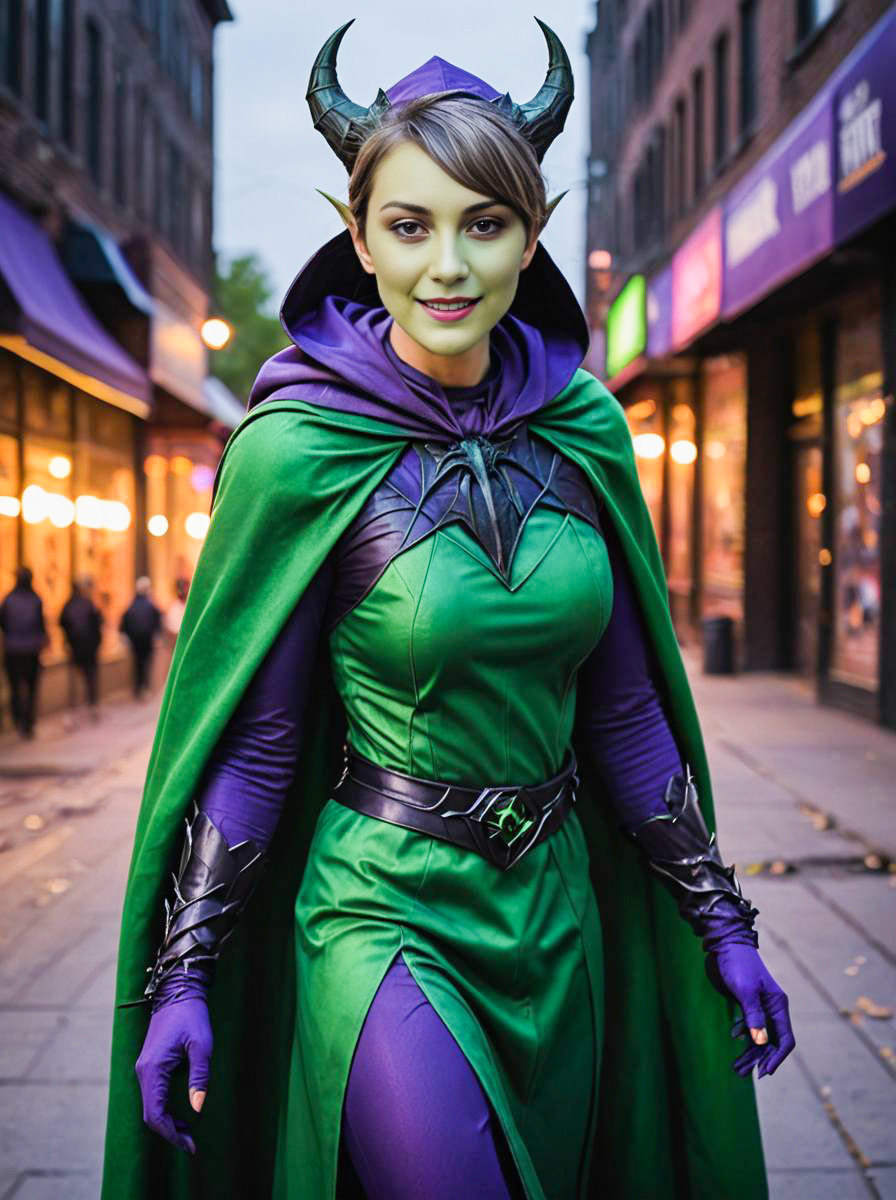 Demogoblin Costume - Vibrant Green and Purple Outfit