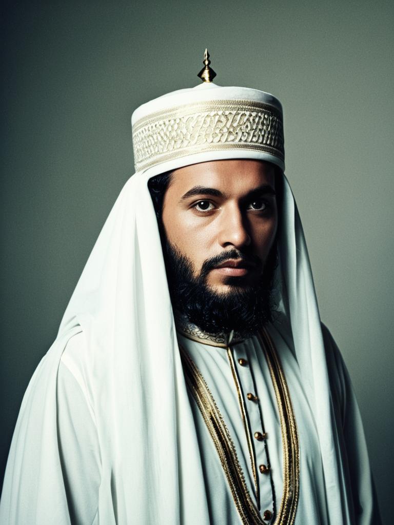 Man in Traditional Muslim Costume Editorial Fashion Portrait