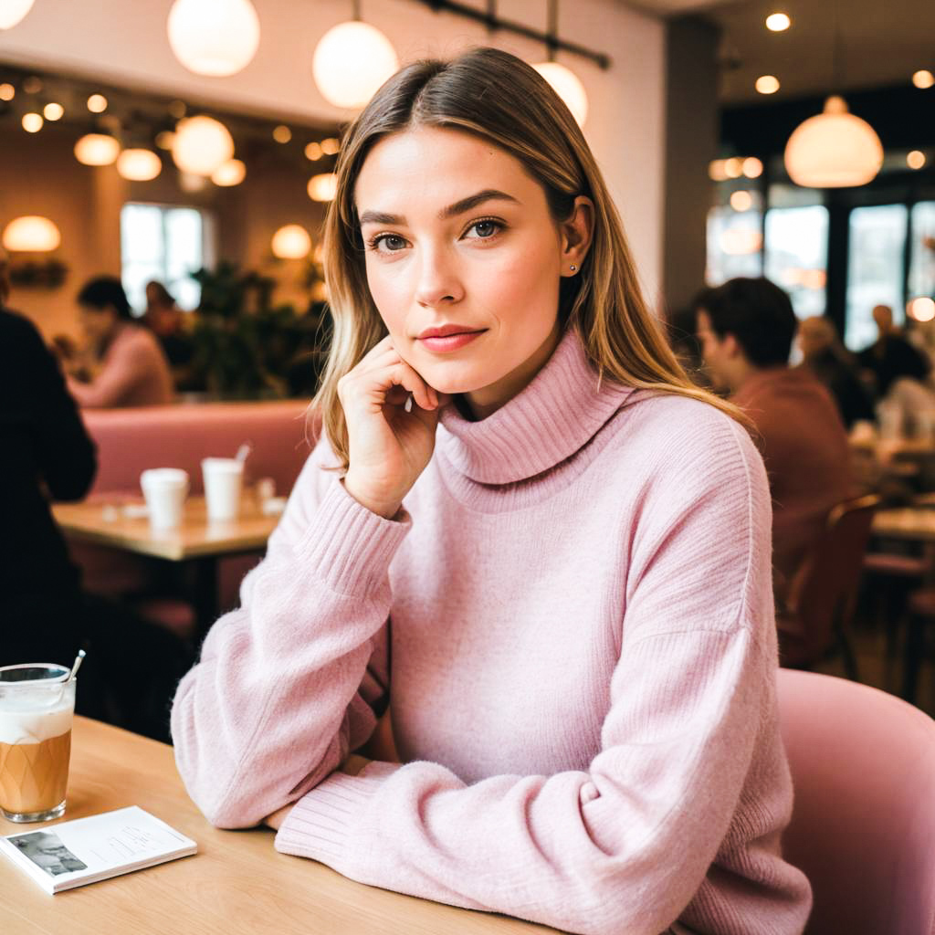 Stylish Woman in Cozy Café