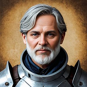 Distinguished Older Man in Intricate Armor