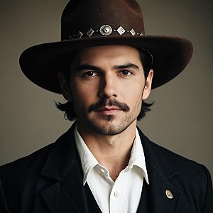 Western Formal Wear Man in Cowboy Hat Portrait