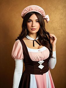 Woman Cosplay Wearing Neapolitan Costume Realistic Photo