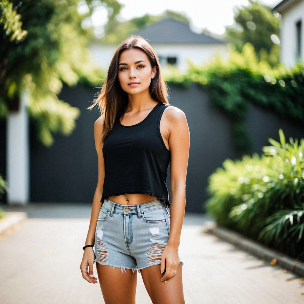 Young Woman in Casual Summer Outfit Young Woman in Casual Summer Outfit