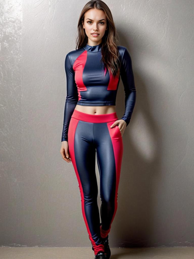 Stylish Athletic Outfit in Blue and Pink