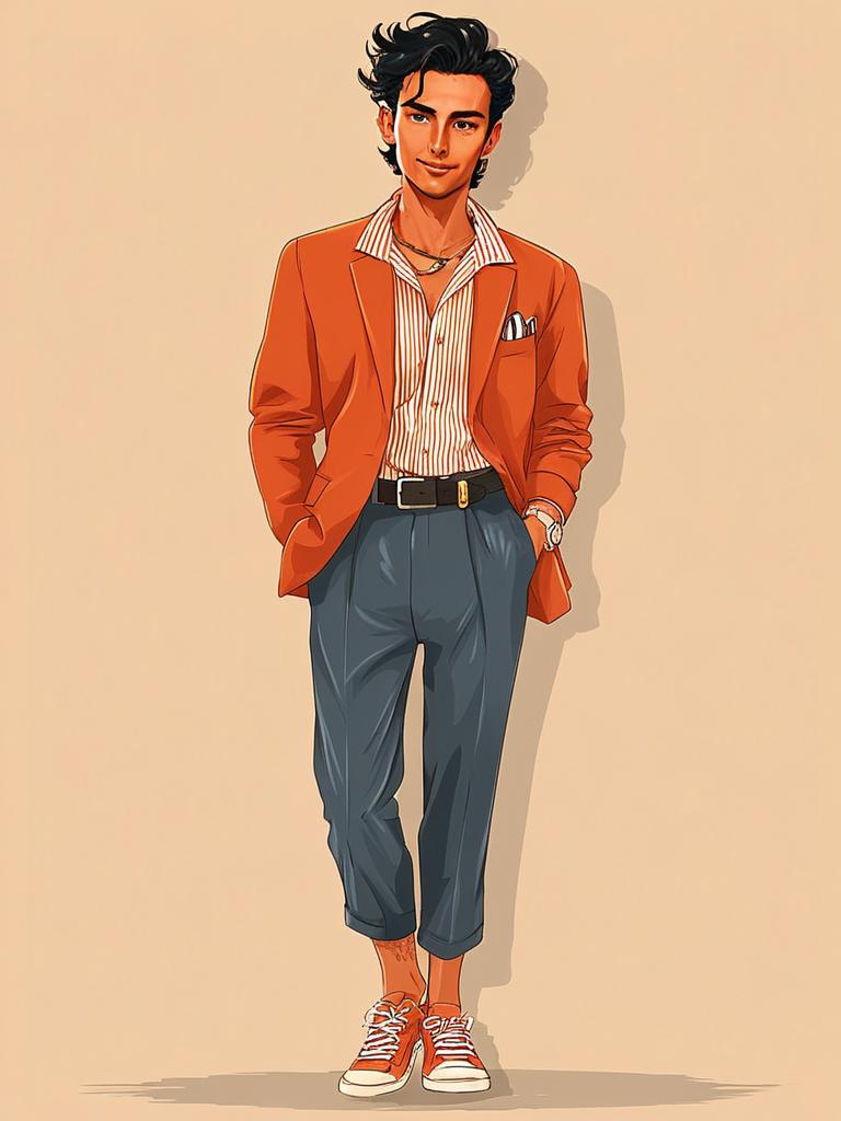 Stylish Young Man in Orange Blazer