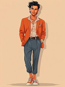 Stylish Young Man in Orange Blazer