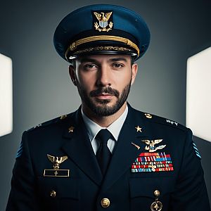 Confident Male Military Officer in Dress Uniform