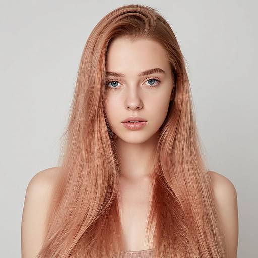 Portrait of Young Woman with Rose Gold Hair and Blue Eyes