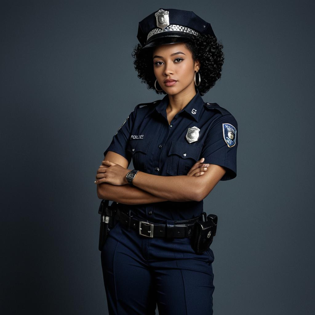Confident African-American Police Officer