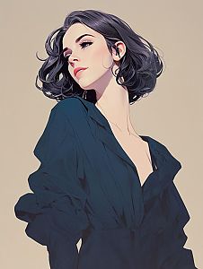 Elegant Digital Illustration of Confident Woman